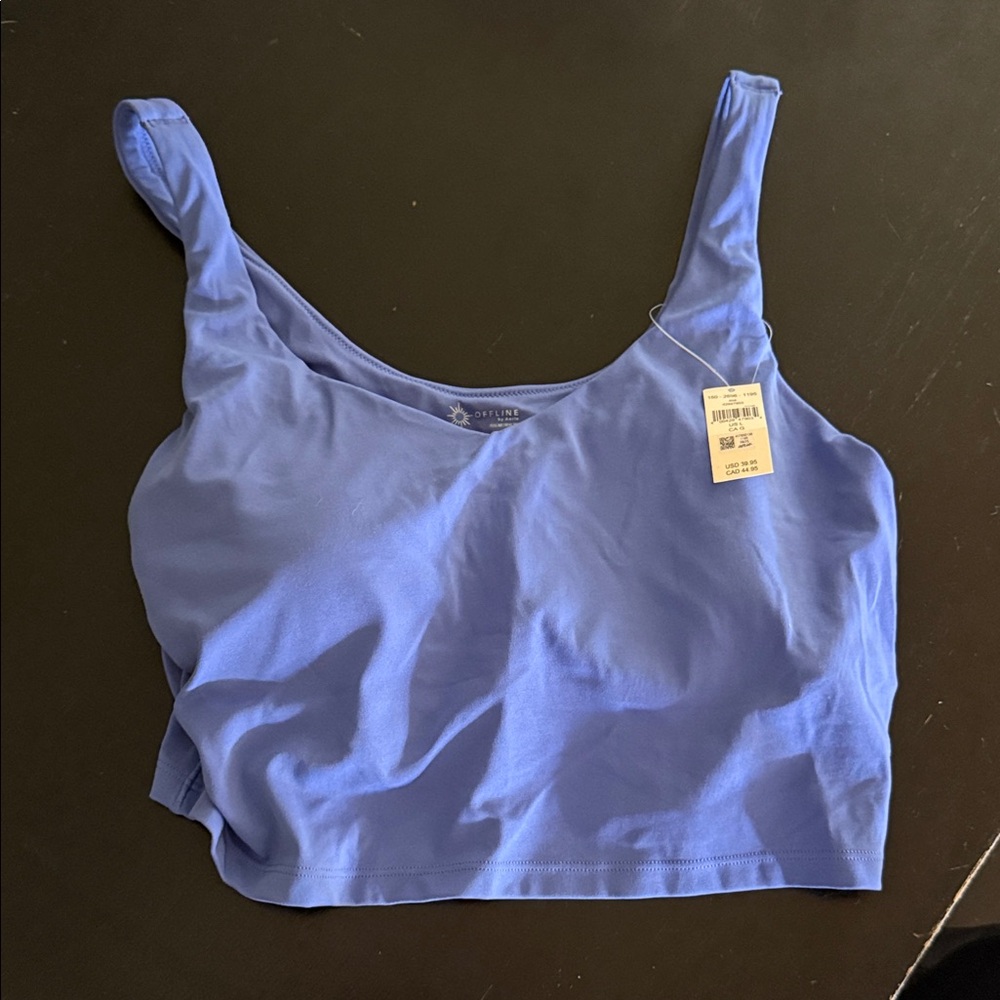 Offline sports bra Sundays Blue Scoop Neck Crop Tank Top